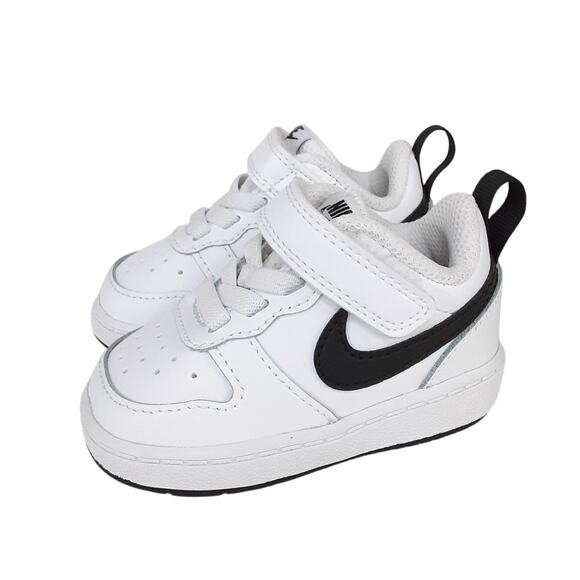 Nike Court Borough Low Top 2 Toddler 3 Sneakers White Black Basketball Running - Picture 1 of 7
